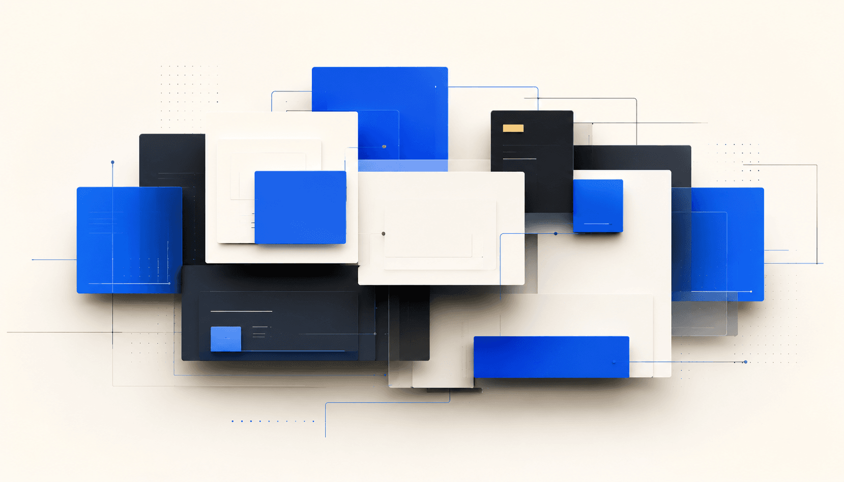 Layered interface panels overlapping to form one connected system