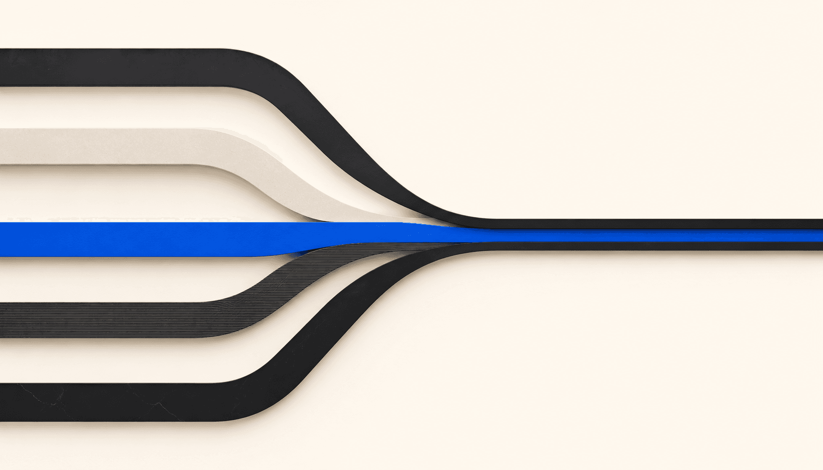 Several distinct paths converging into one line, representing different businesses arriving at one operating system